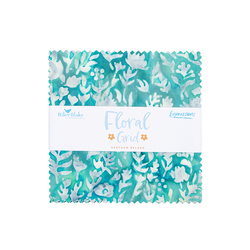 Expressions Batiks 5" Square Pack in Floral Grid Seafoam Splash
