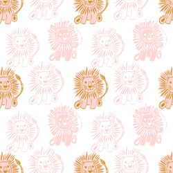Large Block Print Lions in Powder Pink