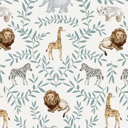 Animal Damask in Ivory