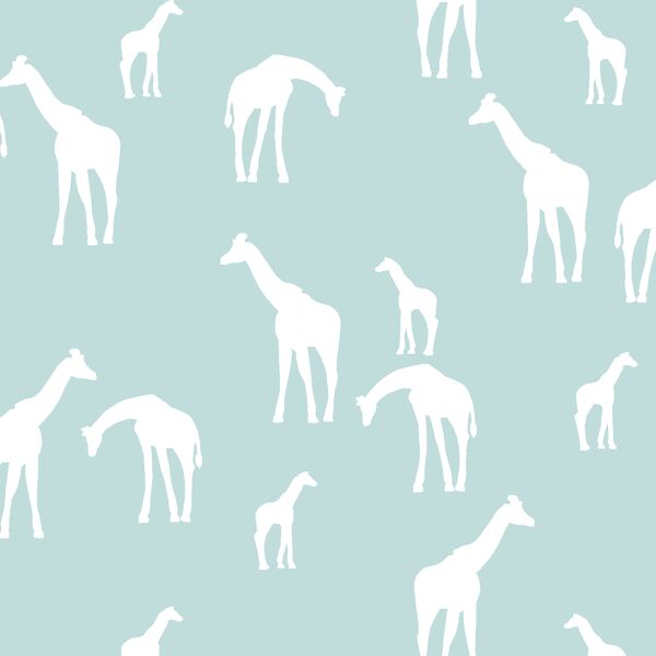 Giraffe Silhouette in Glacier Blue