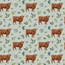 Little Highland Cow in Botanical Mint