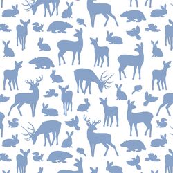 Forest Friends in Cornflower on White