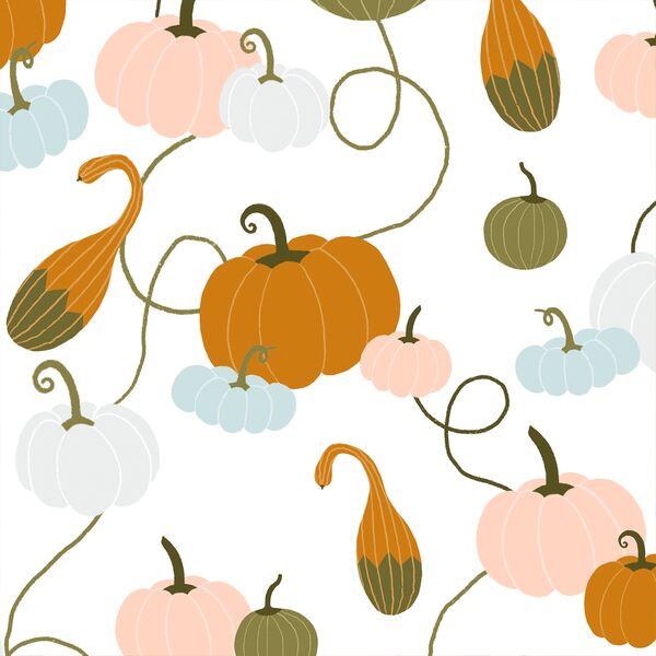 Large Playful Pumpkins in White