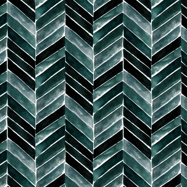 Painted Chevron in Deep Blue Green