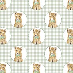Little Boy Cub Wreath on Gingham Check in Succulent Green