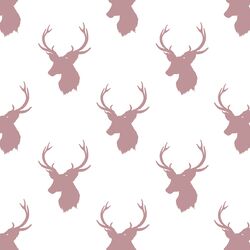 Little Stag Silhouette in Antique Rose on White