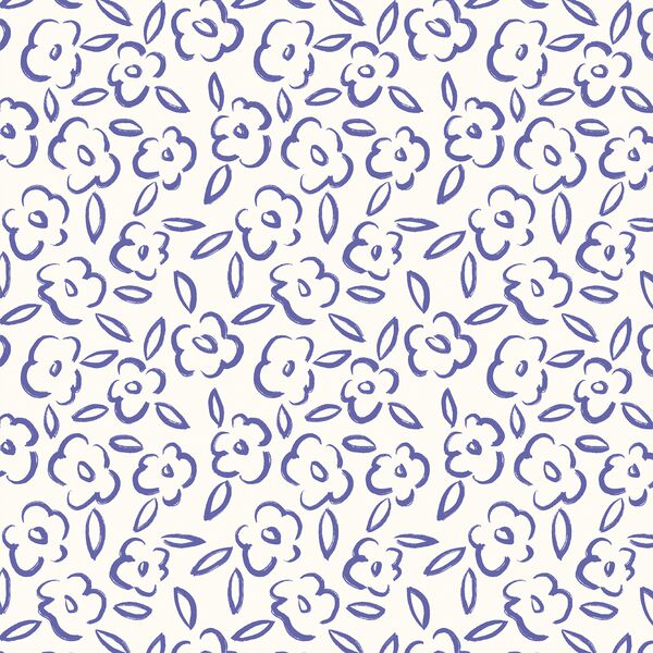 Painted Bloom in Periwinkle on Ivory