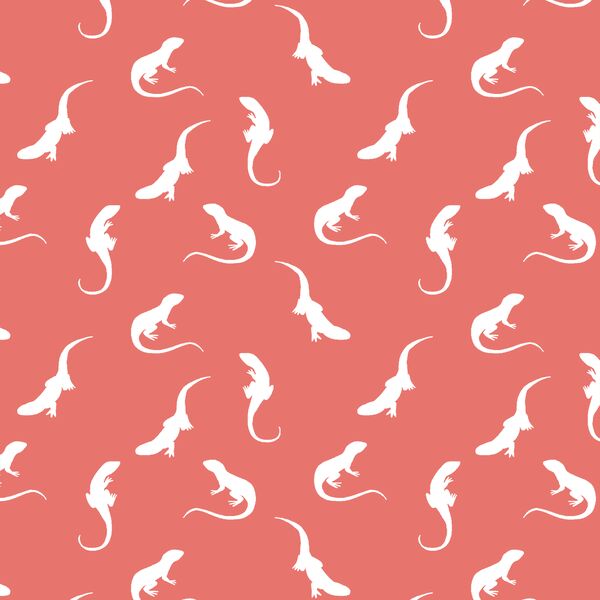 Iguana Silhouette in Living Coral