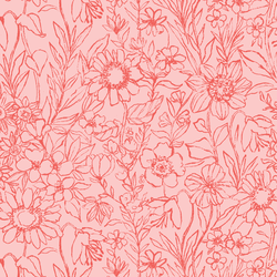 Sketched Garden in Pink Poppy
