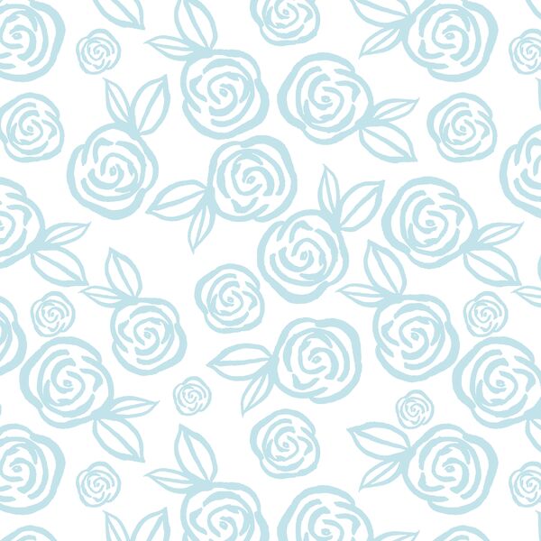 Tea Roses in Hydrangea Blue on White