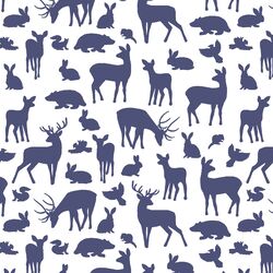 Forest Friends in Indigo on White