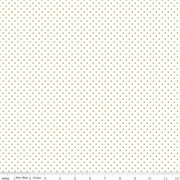 Swiss Dot in Gold Sparkle on White