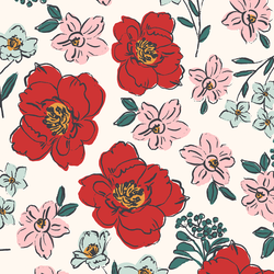 Large Cupid Floral in Red Hot