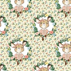 Large Dainty Floral Baby Girl Kangaroo in Yellow