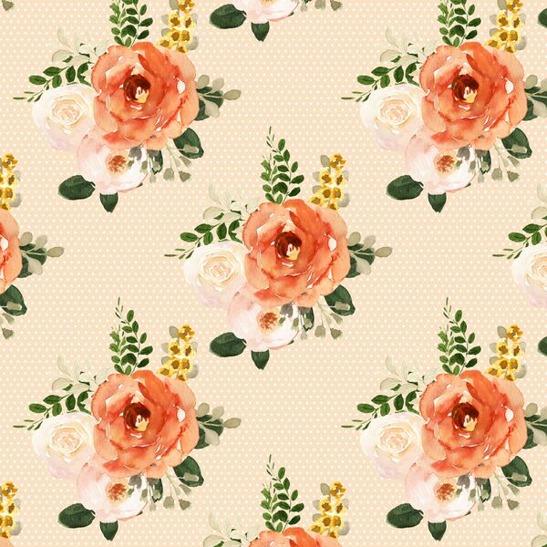 Parisian Bouquet in Peach Polka Dots