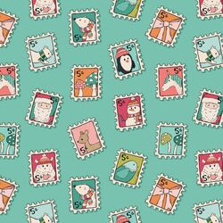 Postage Stamps in Winter Aqua