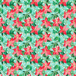 Little Poinsettia Blooms in Pool