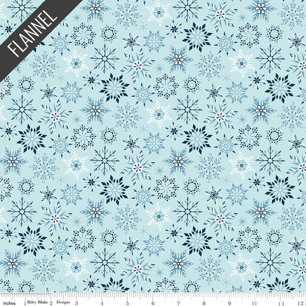 Winter Magic Snowflakes Flannel in Aqua