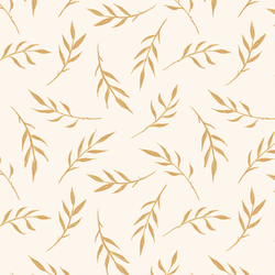 Leaves in Ochre on Cream