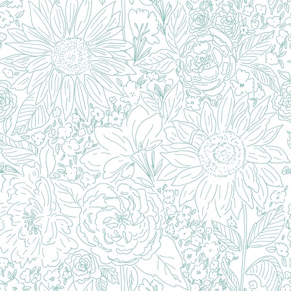 Paperie in Ocean Teal on White