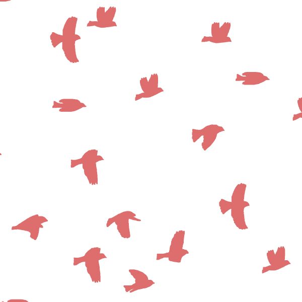 Flock Silhouette in Poppy on White