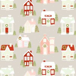 Christmas Cottages in Winter Fog