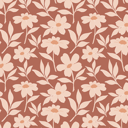 Large Fresh Floral in Red Clay