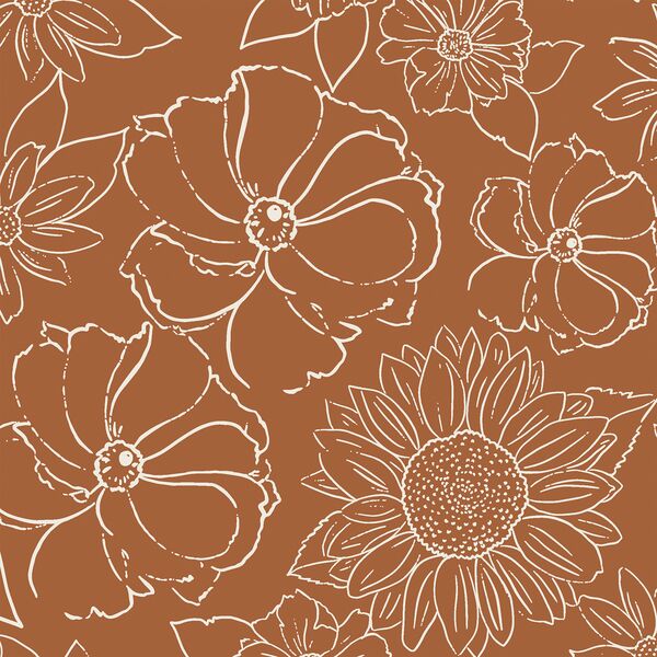 Large Sketched Floral in Boho Brown