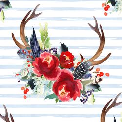 Boho Winter Horns in Frost Blue Stripe