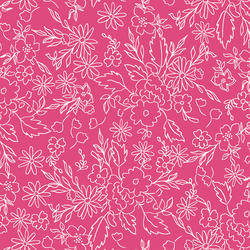 Floral Sketch in Bright Peony