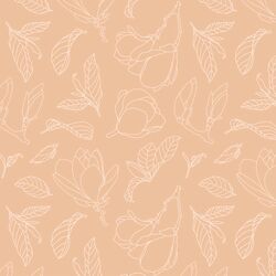 Magnolia Line Art in Pink Glow on Peach