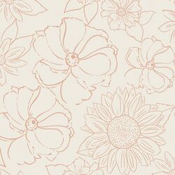 Large Stamped Floral in Dusky Pink on Ecru