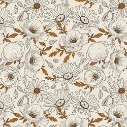 Poppies and Daisies in Cream
