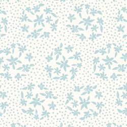 Floral Dot Silhouette in Airy Blue on Ivory