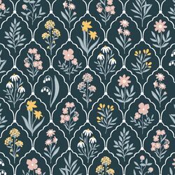 Cottage Blooms in Navy Blue