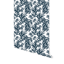 Pretty Palm Fronds in Deep Navy on White