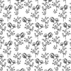 Woodland Botanicals in Onyx on White