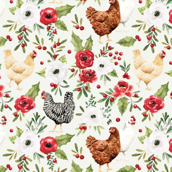Festive Chickens in Snow