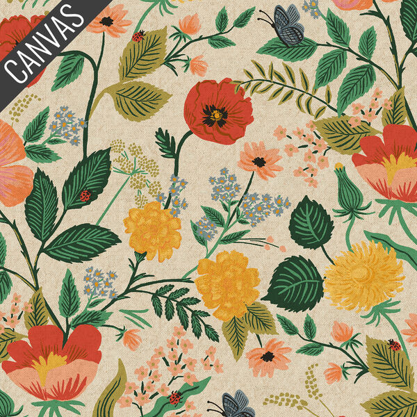 Botanical Floral Canvas in Natural