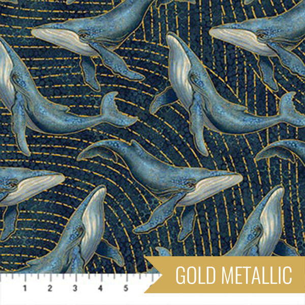 Whales in Navy Multi Shimmer