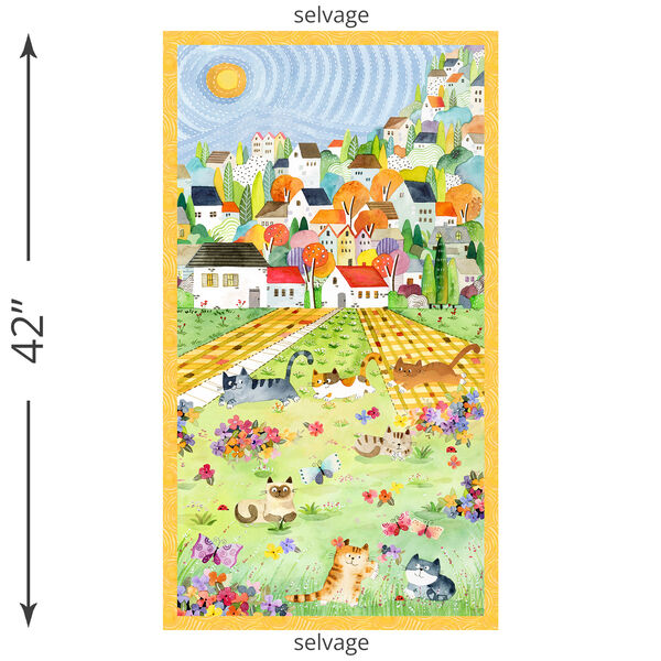 Cats Around Town Panel in Multi