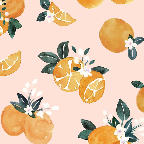 Large Vintage Oranges in Pink Blossom