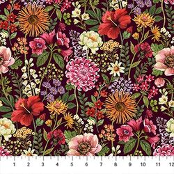 Large Packed Floral in Maroon Multi