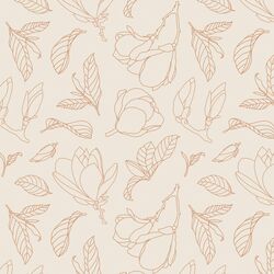 Magnolia Line Art in Tawny on Cream