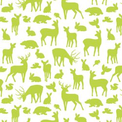 Forest Friends in Lime on White