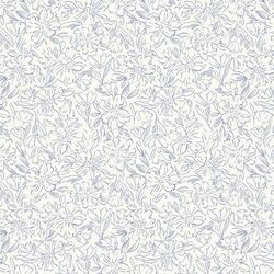 Small Sketched Blooms in Twilight Blue on Cream