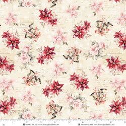 Poinsettias & Bells in Ivory