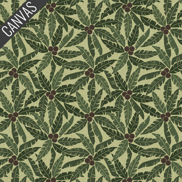 Palm Tree Canvas in Leafy Green Unbleached