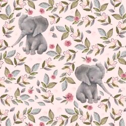 Floral Baby Elephant in Soft Blush