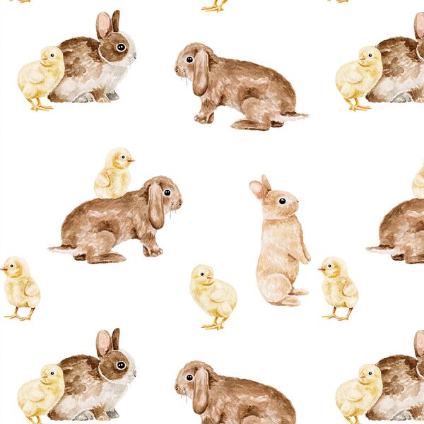 Bunnies and Chicks in White